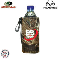 JIT04TC - Mossy Oak or Realtree Premium Collapsible Foam Bottle Bag Insulator w/ Clip, Handle/Belt Loop 