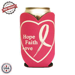 JIT36 99 - Breast Cancer Awareness Premium Collapsible Foam Heart Shaped Insulator