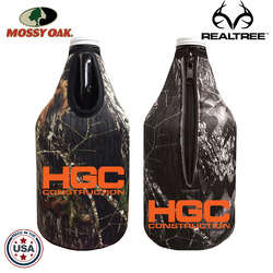 JIT54TC - Mossy Oak or Realtree Premium Collapsible Foam 64oz Growler Bottle Zipper Insulator