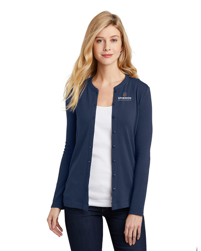 Port authority ladies concept clearance stretch button front cardigan